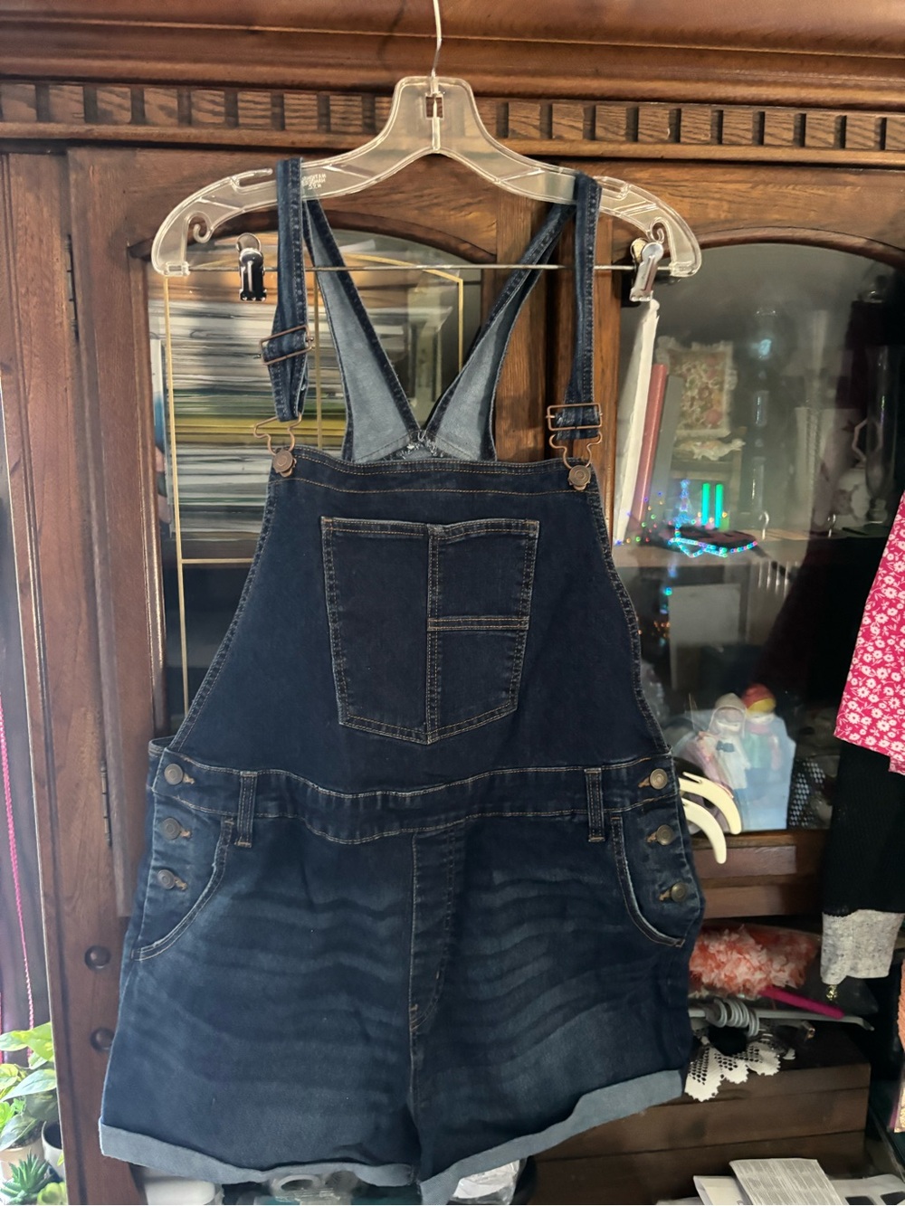 Dark Blue Denim Short Overalls